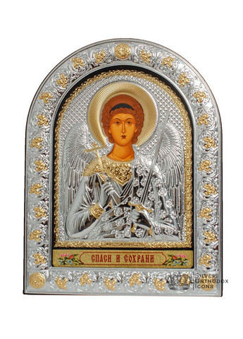 Серебряная Икона Ангел Хранитель 21х26см в арочном киоте под стеклом Silver Axion (266266208)