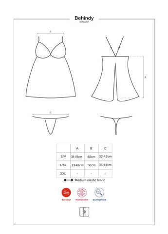 Сорочка Behindy с открытыми ягодицами, черная, Obsessive (331170115)