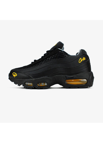 Кроссовки женские и мужские Nike Air Max 95 corteiz black yellow | Найк Аір Макс 104 чёрные демисезоны (369473647)