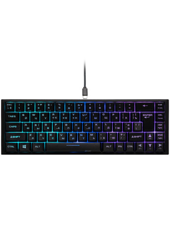 Клавіатура мембранна KG350 68key, USB-A, EN/UA/RU, RGB, 2E Gaming (362712770)