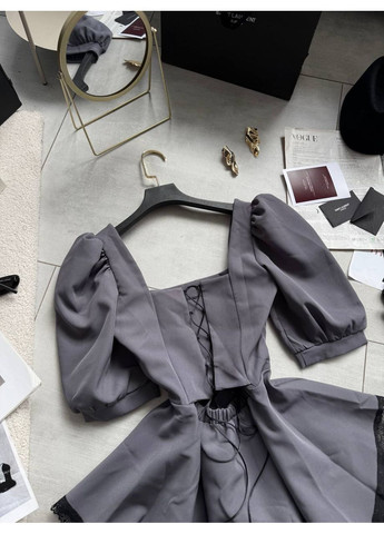 Сіра вечірня жіноча сукня-комбінезон з корсетом No Brand однотонна