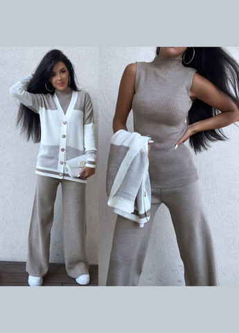 Кежуал костюм тройка с кофтой и топом под горло Vakko (302293384)