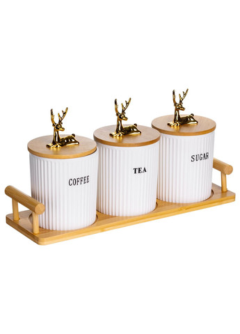 Набор банок для хранения 3 штуки по 400 мл с крышками на подставке Yiwu (366670469)