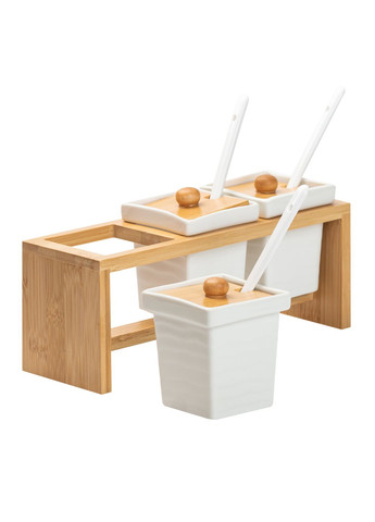 Набір банок для сипучих продуктів 3 штуки по 150 мл на бамбуковій підставці Yiwu (328602903)