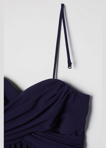 Темно-синее вечернее платье длинное з подкладкой для женщины 0608013-003 32(xs) клеш H&M однотонное