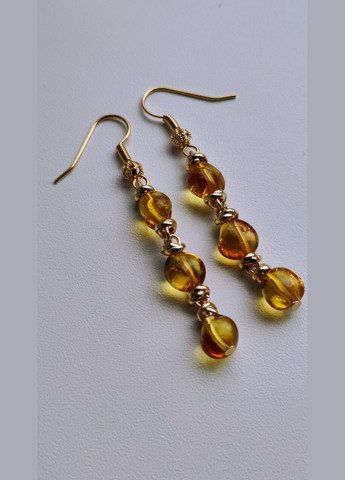 Сережки 2486 з натурального бурштину Медовий відтінок MINOV (311310490)