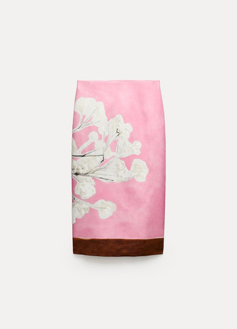 Розовая повседневный цветочной расцветки юбка Zara