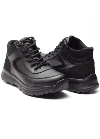 Черные зимние кроссовки мужские зимние из натуральной кожи на термо мембране. Zlett 3001