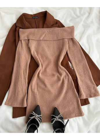 Бежева повсякденний, кежуал сукня No Brand однотонна