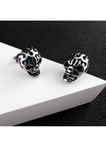 Готичні панк сережки у вигляді черепа із медичної сталі ES-068 No Brand (299330552)