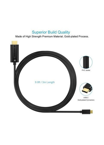 Кабель мультимедійний (XCH-0030BK) CHOETECH USB-C to HDMI 3.0m 4K 30Hz (287338590)