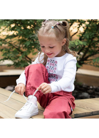 Белая вышиванка из трикотажа для девочек модный карапуз Trendy Tot трикотаж (370972645)