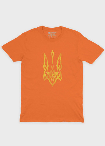 Оранжевая демисезонная футболка для мальчика с патриотическим принтом гербтризуб (ts001-1-ora-005-1-012-b) Modno