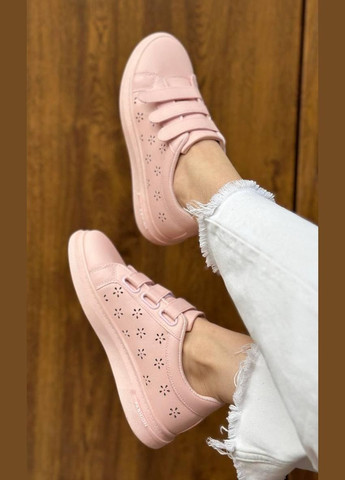 Розовые кеды женские розового цвета на липучках No Brand Кеди жіночі