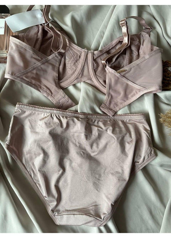 Пудровий комплект бюстгальтер бюст з м'якою чашкою + трусики сліп 11145 пудровий Lanny Mode