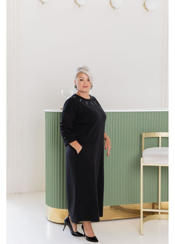 Черное праздничный, повседневный, деловое, кэжуал женское платье больших размеров Style Point однотонное