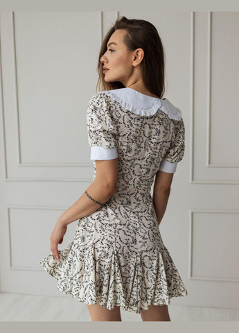 Молочна кежуал сукня з білим коміром lk brand Dilvin