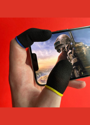 Ігрові напальчники чорні Wasp Feeler жовто-сині / жовто-блакитні (аналог Flydigi від Xiaomi) для гри на телефоні смартфоні No Brand (305199892)