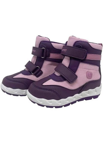 Фиолетовые спортивные, повседневные зимние стильные зимние фиолетово-розовые ботинки для девочки с утеплителем Lewro