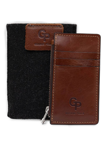 Шкіряний чоловічий картхолдер коричневий 11400 Grande Pelle (362418386)