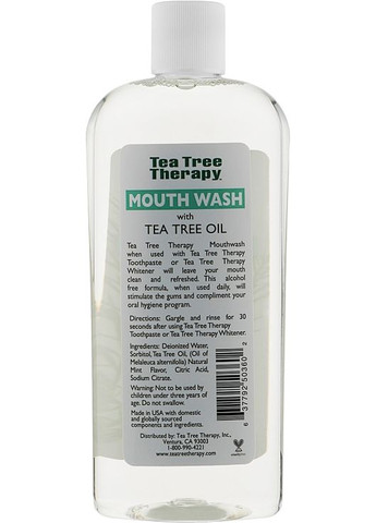 Рідина для полоскання рота з олією чайного дерева Mouthwash With Tea Tree Oil 354ml (864413-93824) Tea Tree Therapy (368629371)