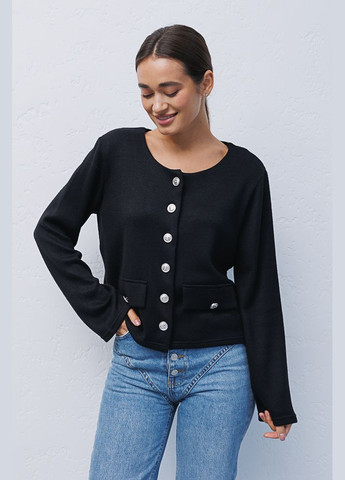 Кордикий трикотажний кардиган на гудзиках чорний Arjen (294906844)