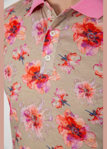 Розовая футболка-поло мужское с принтом для мужчин Ager