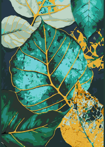 Картина за номерами Зелений та золотий 28x40 см (RB-0888) Riviera Blanca (303136007)