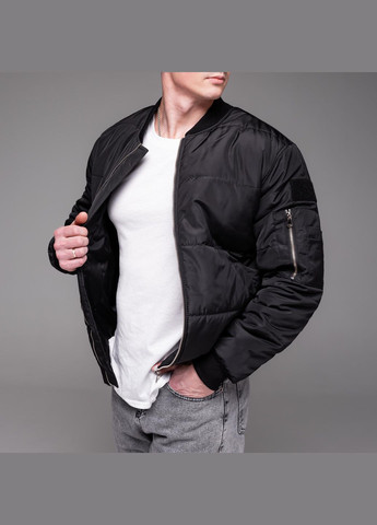 Черная демисезонная куртка бомбер утепленная весна/осень No Brand