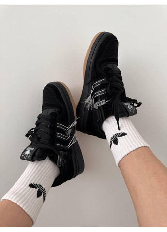 Чорні Осінні кросівки чоловічі adidas forum black / white threads адідас форум No Brand