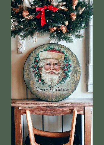 Декор для дому та подарунок для друзів на День подяки. Дерев'яна дошка із зображенням Санта-Клауса Handmade (308071295)