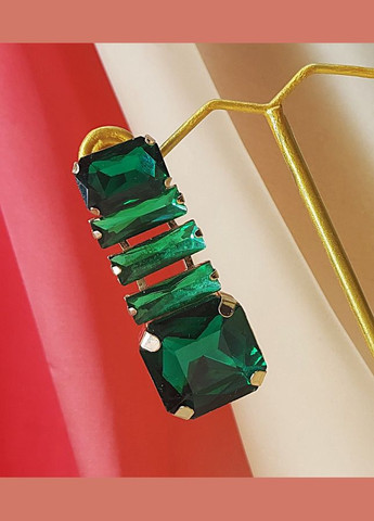 Сережки вечерние Большие зеленые камни No Brand (327419568)