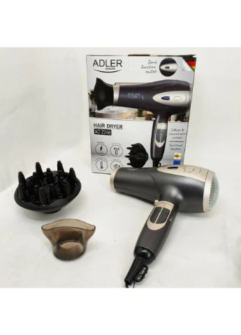 Фен с ионизацией и диффузором Adler AD 2248 grey 2400Вт No Brand (385285513)
