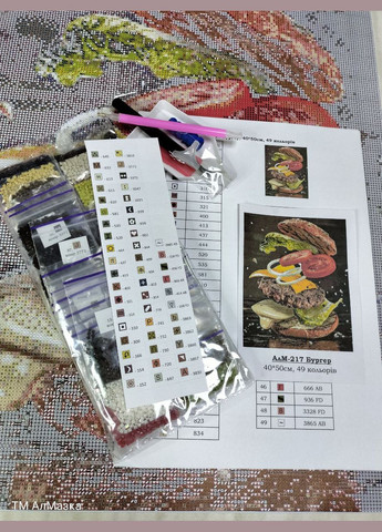 Набір алмазної мозаїки НА підрамнику АЛМр-217 "Бургер", 40*50см АлМазка (335056487)