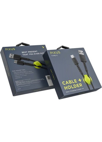 Кабель Pixus USB 2.0 AM to Type-C 1.0m Soft black (268144107)