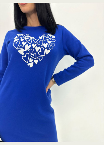 Синя тепла сукня з принтом Fashion Girl