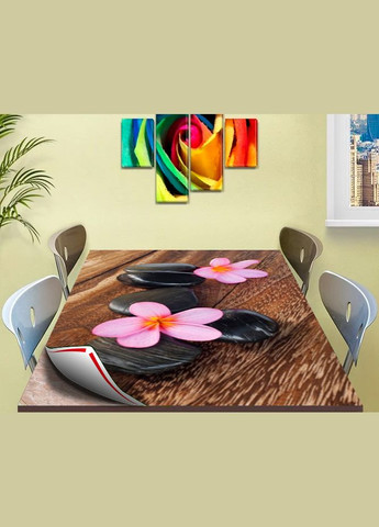 Покрытие для стола, мягкое стекло с фотопринтом, Цветы на камнях 60 х 100 см (1 мм) МСПБfl10829 Декоинт (278288804)
