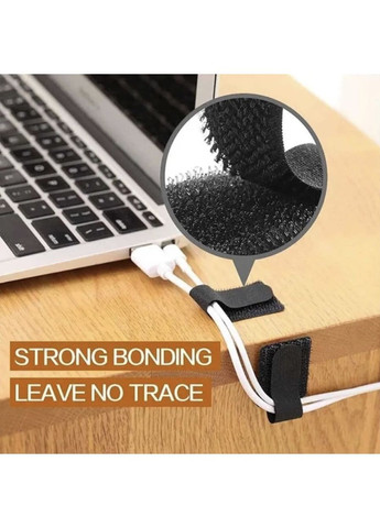 Органайзер тримач кабелю стяжка липучка текстильна хомут фіксатор для дроту 1 штук багаторазова Чорний OlaN (370665133)