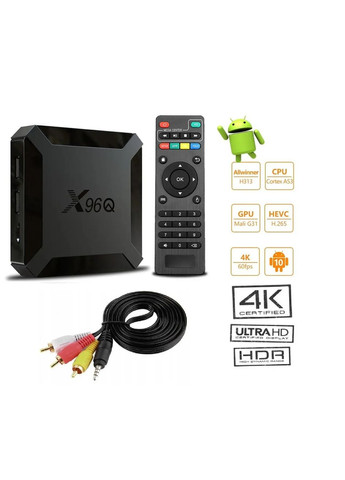 Приставка Smart TV X96Q 4K 2/16GB медіаплєр для старого телевізора з AV 3RCA кабелем AMedia (303125018)