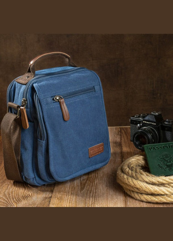 Мужская текстильная сумка через плечо синяя кроссбоди 20201 Vintage (329196659)