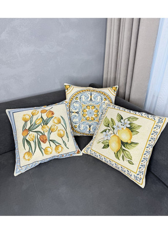 Наволочка гобеленова одностороння 45х45 см. Lemon No Brand (360889991)