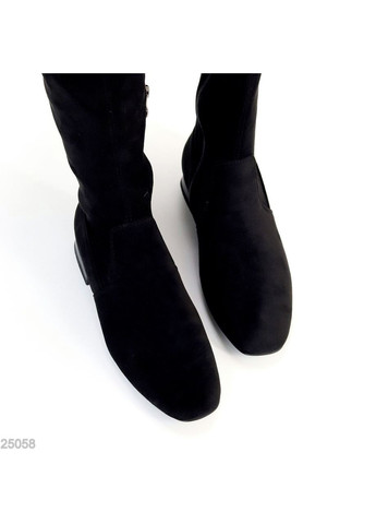 Чорні демісезонні ботфорти Vitro з еластичної еко-замші, каблук 2,5 см No Brand (350612935)