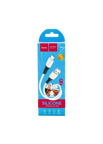 USB кабель X82 Silicone microUSB 2.4A 1m white Hoco (400057428)