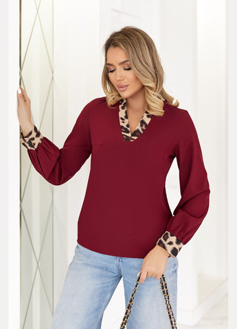 Бордовая блуза женская с длинными рукавами Fashion Girl