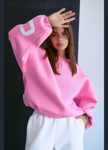 Рожевий світшот жіночий напис без декору (301925917)