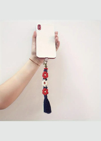 Набір макраме для ручного плетіння і в'язання брелока "Квіти" для ключів і аксесуарів 20х2.2 см, темно-синій No Brand (344573477)