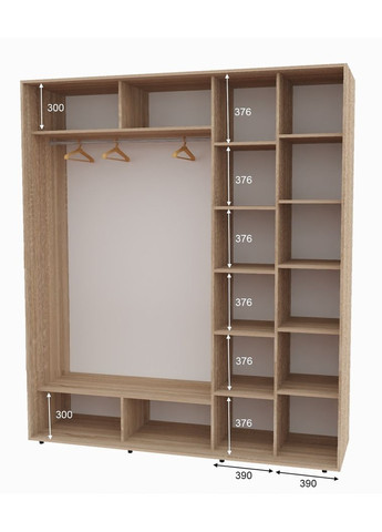 Шафа-купе дводверна 200*60*250 Дуб Сонома Дзеркало з піскострумним малюнком Алекса (360431244)