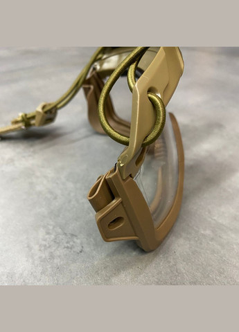 Маска тактична, кріплення на шолом, прозоре скло, колір койот Yakeda (338625023)