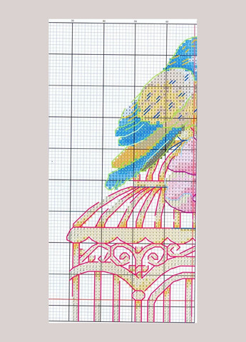 Набір для вишивання за нанесеною на канву схемою "Birdcage and Flowers".AIDA 14CT printed, 32*40 см Joy Sunday (313613252)