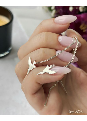 Срібні сережки Птаха No Brand (354710516)